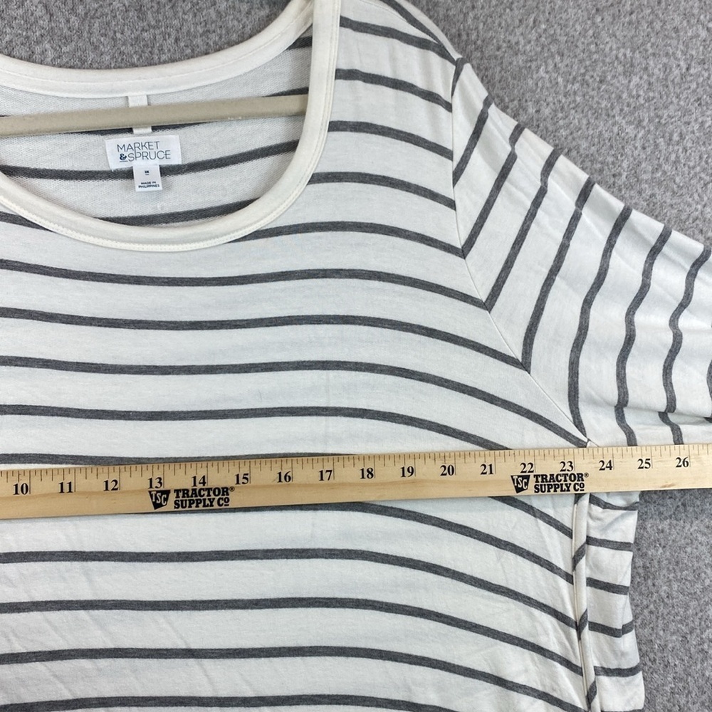 Market & Spruce super soft tee long sleeve 2X gray/white nautical stripe preppy - Picture 6 of 8
